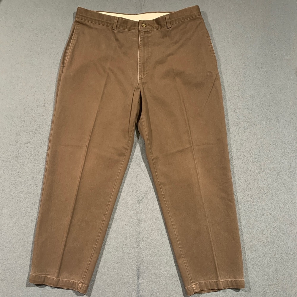 LLBean Double L Classic Fit Mens Pants Khaki‎ Cotton Brown 38x29 Actual: 36 x 28